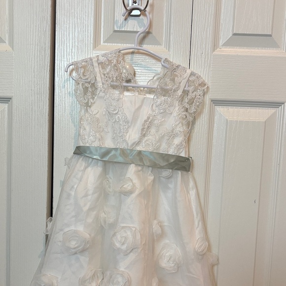 Monsoon Ivory Floral Kids Dress with Silver Accents - Picture 1 of 10